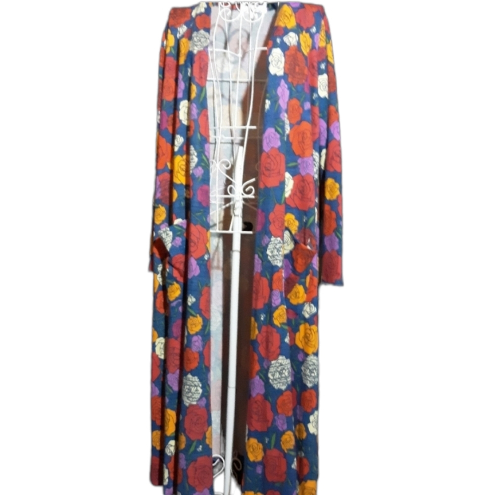 LulaRoe Sarah Floral Sweater Cardigan Duster SZ M